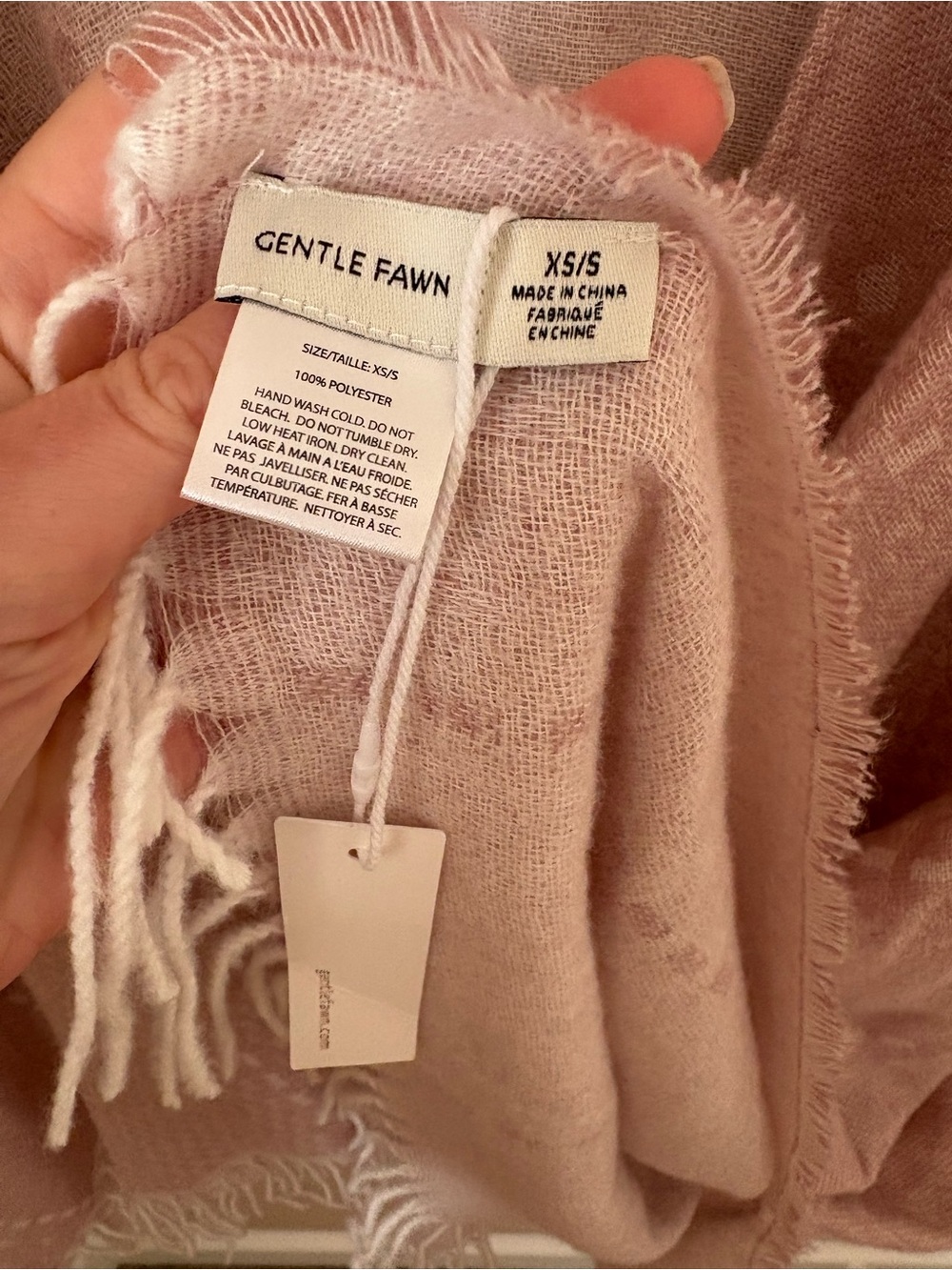 Gentle Fawn Blush Pink Fringed Throw Poncho NWTS Sz XS/S - Picture 4 of 6